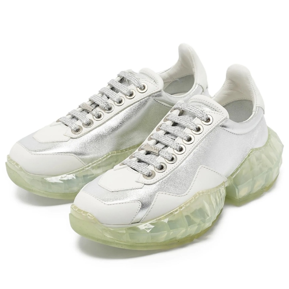 Jimmy Choo Silver and White Women's Sneakers - never worn, no box